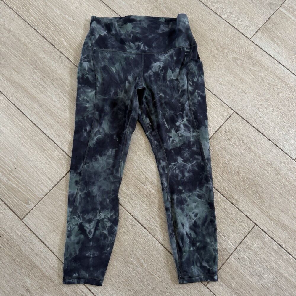 Lululemon Align HR Pant 25” Diamond Dye Silver Blue Tie Water Size 10 - Picture 2 of 5